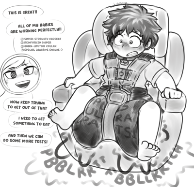 Plus Ultra Pants
shenanigans between mei and deku
Keywords: diaper;messy;messing;blush;baby bondage